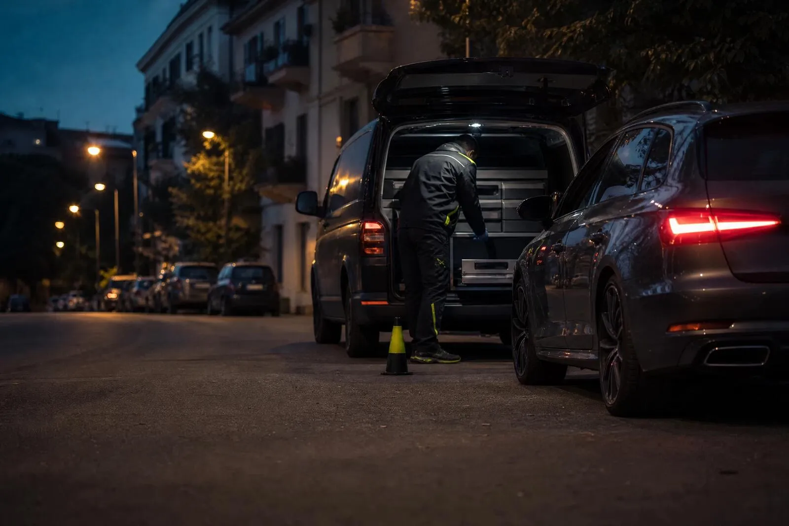 Intervento di assistenza su strada a Roma di notte